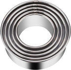 5 Pieces Biscuit Cookie Cutters Set,Stainless Steel Circle Round Cookie Biscuit Cutters in Graduated Sizes Shape Molds for Pastries Doughs Doughnuts