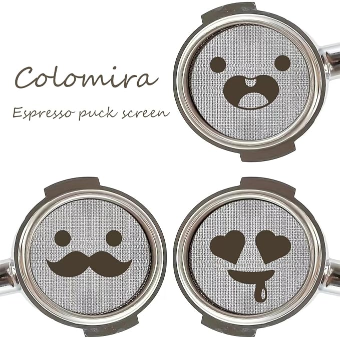 58.5mm Espresso Puck Screen, Lower Shower Screen, Metal Coffee Reusable Filter for 58mm Espresso Portafilter Basket, 1.7 Thickness(Mustache)