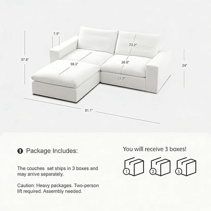Cloud Couch Sectional 81.1'' Oversized Modular Deep Seat Sofa L Shaped Comfy - Image 2