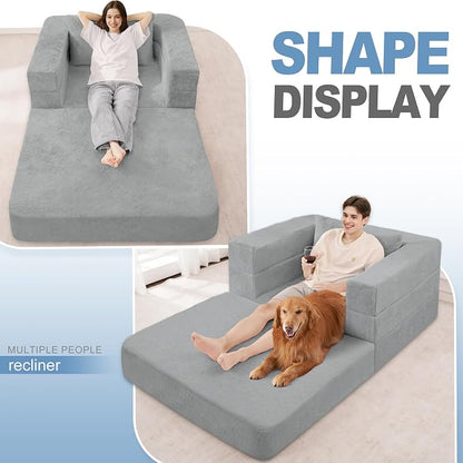 Futon Sofa Bed with Pillow, 3-in-1 Sleeper Sofa Bed with Removable Cover - Image 6