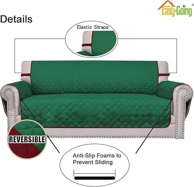 Easy-Going Reversible Couch Cover, 4 Seater Sofa, Washable Slipcover - Image 3