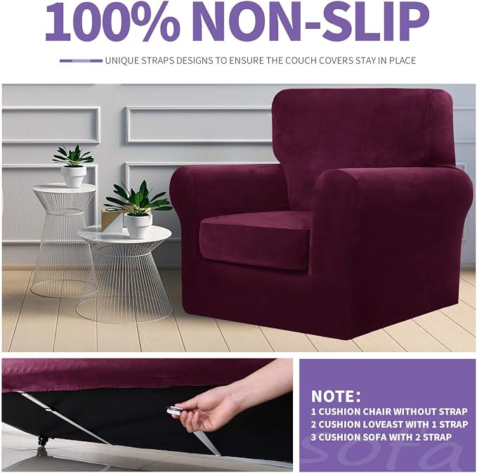 ZNSAYOTX Oversized Velvet 3 Piece Couch Cover - Image 5