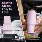 40 oz Tumbler With Handle and Straw Made of Stainless Steel - Double Wall Vacuum Insulated Tumbler With Lid - Sweat Proof Easy Grip, BPA-Free, Dishwasher Safe Tumbler (Orchid)