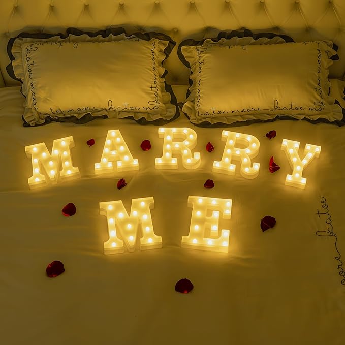 Foaky LED Letter Lights Sign Marquee Light Up Letters Sign for Night Light Wedding/Birthday Party Battery Powered Christmas Lamp Home Bar Decoration(Z)