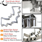 Halloween Cookie Cutters Large 7Pcs, Bat Pumpkin Magic Hat Cat Cookie Cutter, Sturdy Easy to Clean & Demold Pancake Dough Molds for Halloween Baking
