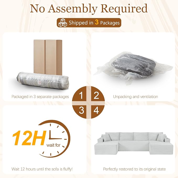 134 Inch Modular Sectional Sleeper Sofa, Boneless Cloud Couch - Image 6