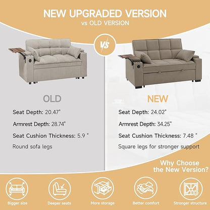 Auvsoce 65'' Chaise Lounge Chair Indoor, 3-in-1 Convertible Sofa Bed - Image 8