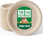 JOLLY CHEF Compostable Heavy Duty Plates 𝟭𝟬 𝗜𝗻𝗰𝗵 [𝟭𝟮𝟱 𝗣𝗮𝗰𝗸] Eco-Friendly Disposable Paper Plates Made of Bagasse Biodegradable Bulk for Party Dinner Sugarcane Thanksgiving Day (Natural)