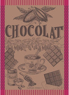 Garnier Thiebaut Tasse De Chocolat Fuchsia (Cup of Fuchsia Chocolate) French Kitchen Towel 22"x30", Cotton, Jacquard