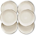 Mora Ceramic Helix Swirl Salad Plates Set of 6, 8in Spiral Porcelain Dish for Kitchen, Small Dinner, Lunch, Appetizer, Dessert, etc - Dishwasher, Microwave, Freezer, Oven Safe Dishware - Snowy White