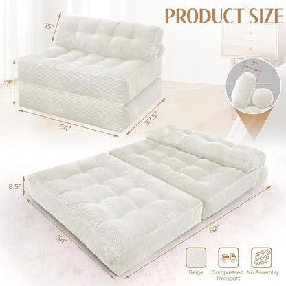 HABUTWAY Folding Sofa Bed, Foldable Floor Sofa Lounge w/Dual-Pillow & Handle - Image 2