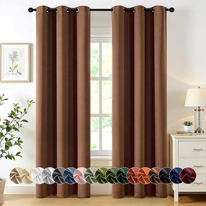 MIULEE Blackout Curtains for Bedroom 2 Panels 40 x 72 Inch Long Mocha Brown | by MIULEE