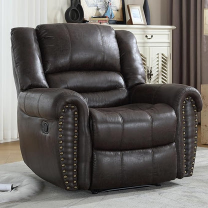 CANMOV Leather Recliner Chair, Classic and Traditional Manual Recliner Chair by CANMOV