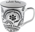Karma Gifts 16 oz Black and White Boho Mug Rainbow - Cute Coffee and Tea Mug - Ceramic Coffee Mugs for Women and Men, 4.25" x 3.7"