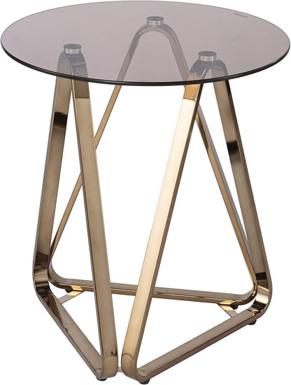 SEI Furniture - Stondon Round End Table - Transitional Design, Champagne Metal by SEIFurniture