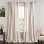 Beige Linen Semi Sheer Curtains 84 Inch Length 2 Panels Set Back Tab Rod Pocket by Nanspring