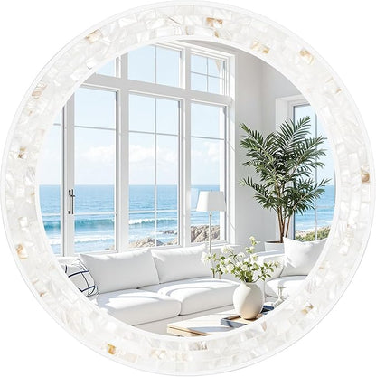 Tanmicoshomy Round Bathroom Mirror 28 Inch, Circle Mosaic Wall Mirrors by Tanmicoshomy