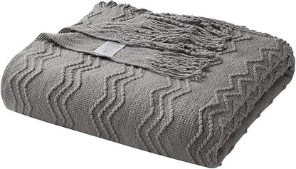 BOURINA Dark Grey Throw Blanket 50 x90 Inches Throw Textured Solid Soft Sofa - Image 6