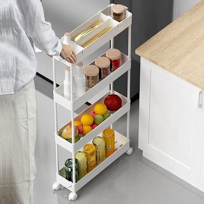 SPACELEAD Slim Storage Cart 4 Tier, Bathroom Organizer Rolling Utility - Image 2