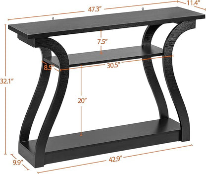 SUPER DEAL Wood Console Table 3 Tier Narrow Entryway Table - Image 3