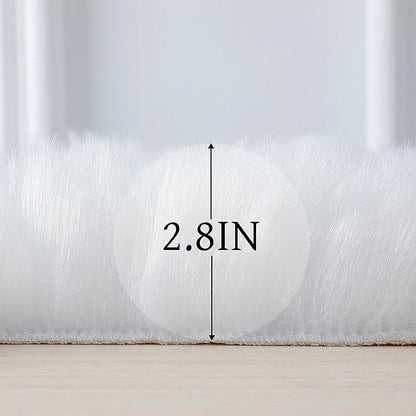 linmopm Faux Fur Rug Sheepskin Shag Fluffy Fuzzy White 2x3 ft Small Rugs - Image 2
