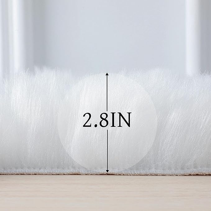 linmopm Faux Fur Sheepskin Rug, 3x4 ft | Shag Fluffy Fuzzy, High-Density Cushion - Image 2
