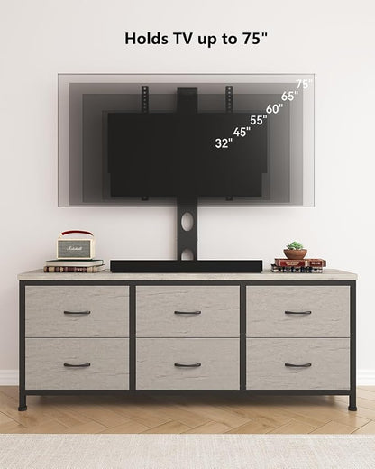 TV Stand with Mount, Fabric Dresser with 6 Drawers - Image 7