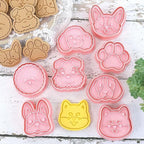 8 Dog Cookie Cutters Set, 3D Puppy Cookie Stamps, Cupcake Pancake Apple Pie Pastry Biscuit Molds, Cookie Baking Molds for Dog Party Decorations (Puppy-1)