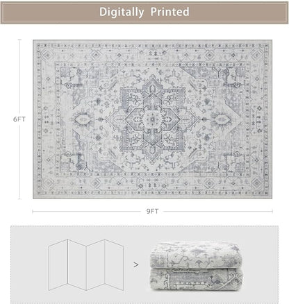 Washable Rugs 6x9 Area Rugs for Living Room, Dining Room, Playroom | Ultra Soft - Image 2