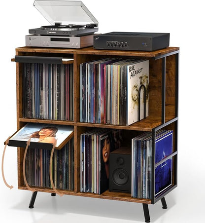 Faesun 3 Tier Flip Top Record Player Stand, Vinyl Record Storage Holds up to by Faesun
