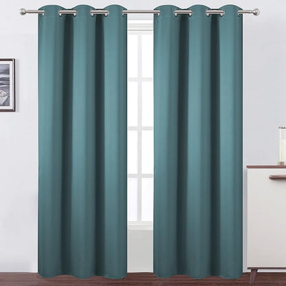 Sea Teal Thermal Blackout Curtains/42 x 84 Inch/Set of 2 Panels Room Darkening by Lemomo