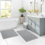 Arotive Luxury Chenille Bathroom Rug Mat, Extra Soft Thick Absorbent Shaggy Bath Rugs, Non-Slip Machine Wash Dry, Plush Bath Mats for Bathroom, Shower and Tub, 47x20, Light Grey