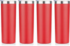 HASLE OUTFITTERS 20 oz Skinny Tumblers Bulk Set, Stainless Steel Insulated Slim Tumblers with Lids, Reusable Double Wall Travel Coffee Mugs, Durable Powder Coated Travel Water Cups(Red, 4)