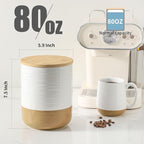 Hasense 80oz White Ceramic Food Storage Jar with Bamboo Lid – 7.5 Inch Minimalist Kitchen Canister for Pantry, Dry Goods, Sugar, Tea, Flour – Airtight Wide Mouth Container with Natural Base
