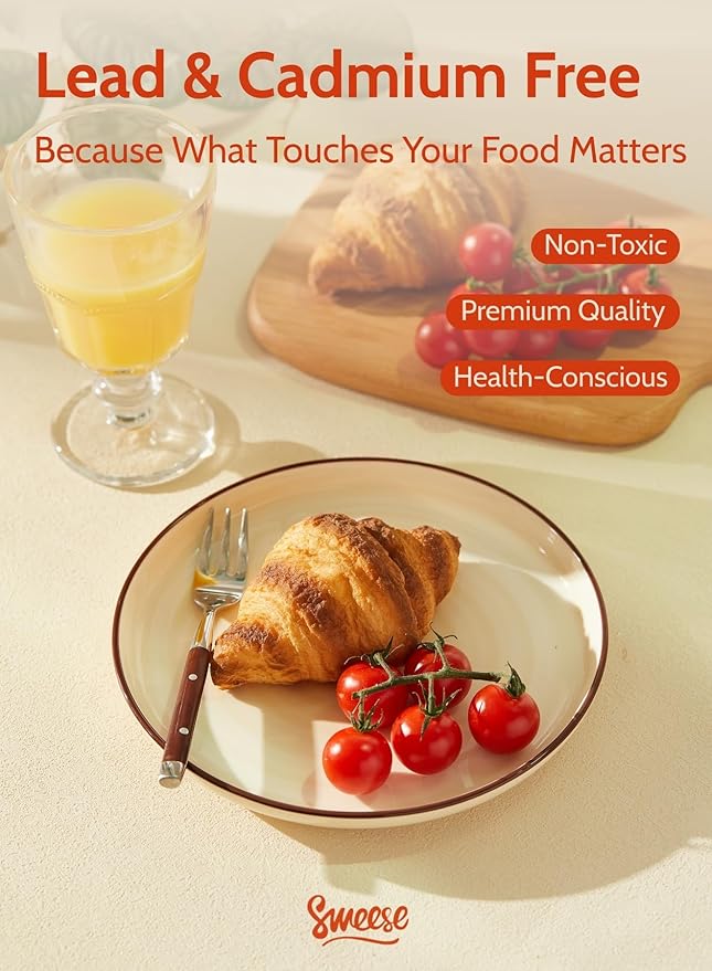 Sweese 7.4 Inch Porcelain Dessert Plates, Round Salad/Appetizer Plate Set, Microwave Dishwasher Safe, Green, 6-Pack