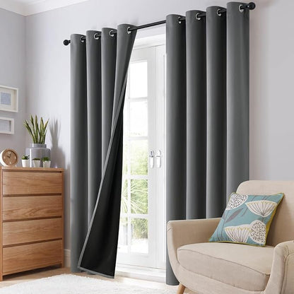 SimpleHome Grey 100% Blackout Curtains Room Darkening Living Room 54 Inch | - Image 8