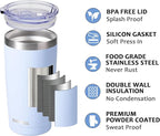 SUNWILL Travel Coffee Tumbler 20 oz, Insulated Mug with Lid, Stainless Steel Cup for Hot and Cold Drinks, Powder Coated Iceberg