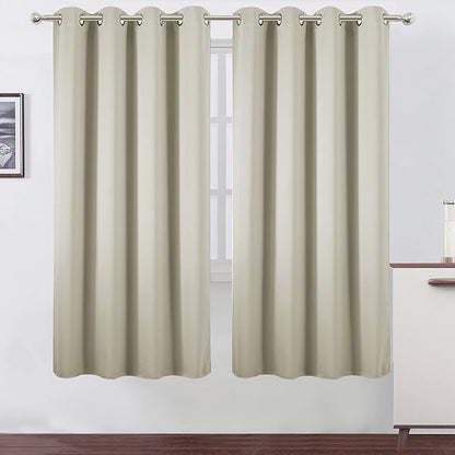 Light Beige Thermal Blackout Curtains/52 x 72 Inch/Set of 2 Panels Room by Lemomo