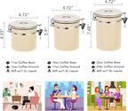 ShanSon Coffee Canister Airtight Coffee Container Stainless Steel Coffee Bean Storage Container with CO2 Release Valve and Scoop Coffee Canister for Beans,Grounds,Sugar,Flour,Tea,Cereal,22OZ,Brown