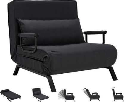 Hupmad Convertible Bed Sleeper Chair, Tri-fold Upholstered Armchair Sleeper by Hupmad
