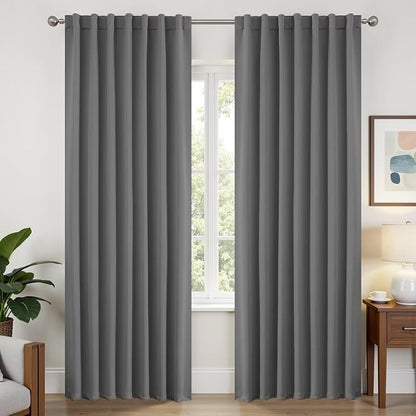 Joydeco Blackout Curtains 96 Inches Long, Thermal Insulated Black Out Curtains by JOYDECO
