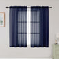 Navy Blue Sheer Curtains for Bedroom Living Room 45 Inch Length 2 Panels by WelvetBLK