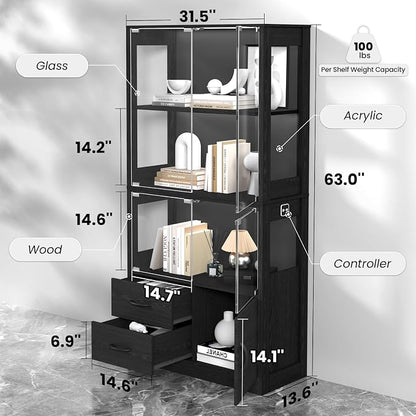 VersionTECH. Glass Display Cabinet, 4-Tier Curio Cabinet - Image 2