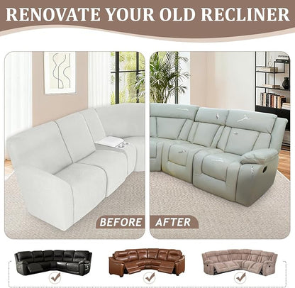 ALIECOM 100% Waterproof Recliner Sectional Couch Covers L Shape Stretch Corner - Image 7
