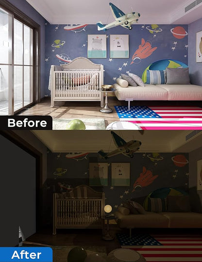 Blackout Curtains for Bedroom 114"x60" Portable No Drill Black Out Window Cover - Image 6