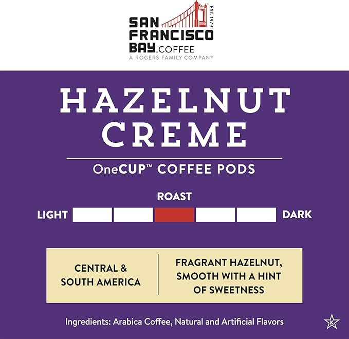 San Francisco Bay Compostable Coffee Pods - Hazelnut Crème (120 Ct) K Cup Compatible including Keurig 2.0, Flavored, Medium Roast