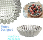 MYStar Set of 20, 3-3/4" Fluted Design Round Shape Non-stick Aluminum Tart Mold, Mini Pie Tin, Tartlet Pan