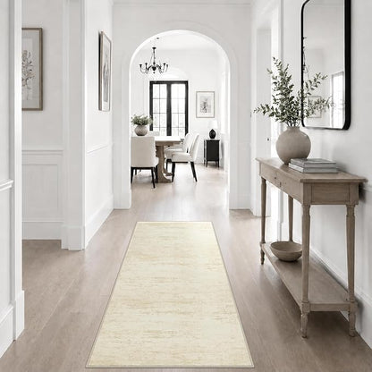 2x5 Washable Runner Rug：Modern Abstract Kitchen Soft Carpet Beige | - Image 5