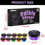 Edible Glitter - 10 Colors Luster Dust Edible Set for Drinks, Food Grade Edible Glitter Dust for Cake Decorating, Cocktail, Fondant, Strawberries, Candy, Cookie, Chocolate. Vegan and Gluten Free - 4g/bottle
