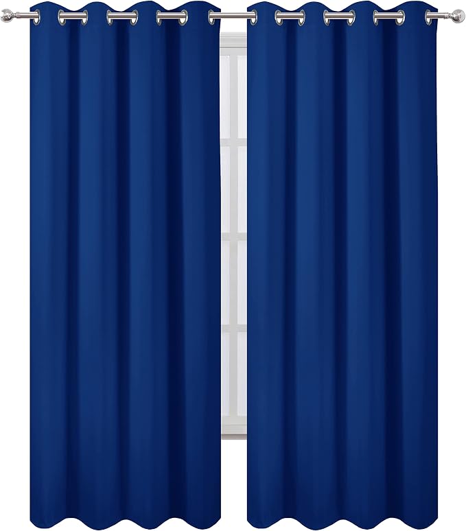 Blackout Curtains 52 x 84 inch/Royal Blue Curtains Set of 2 Panels/Thermal - Image 2